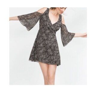 Zara Basic Dress Womens M Black Morocco Mini with Shoulder Cutouts